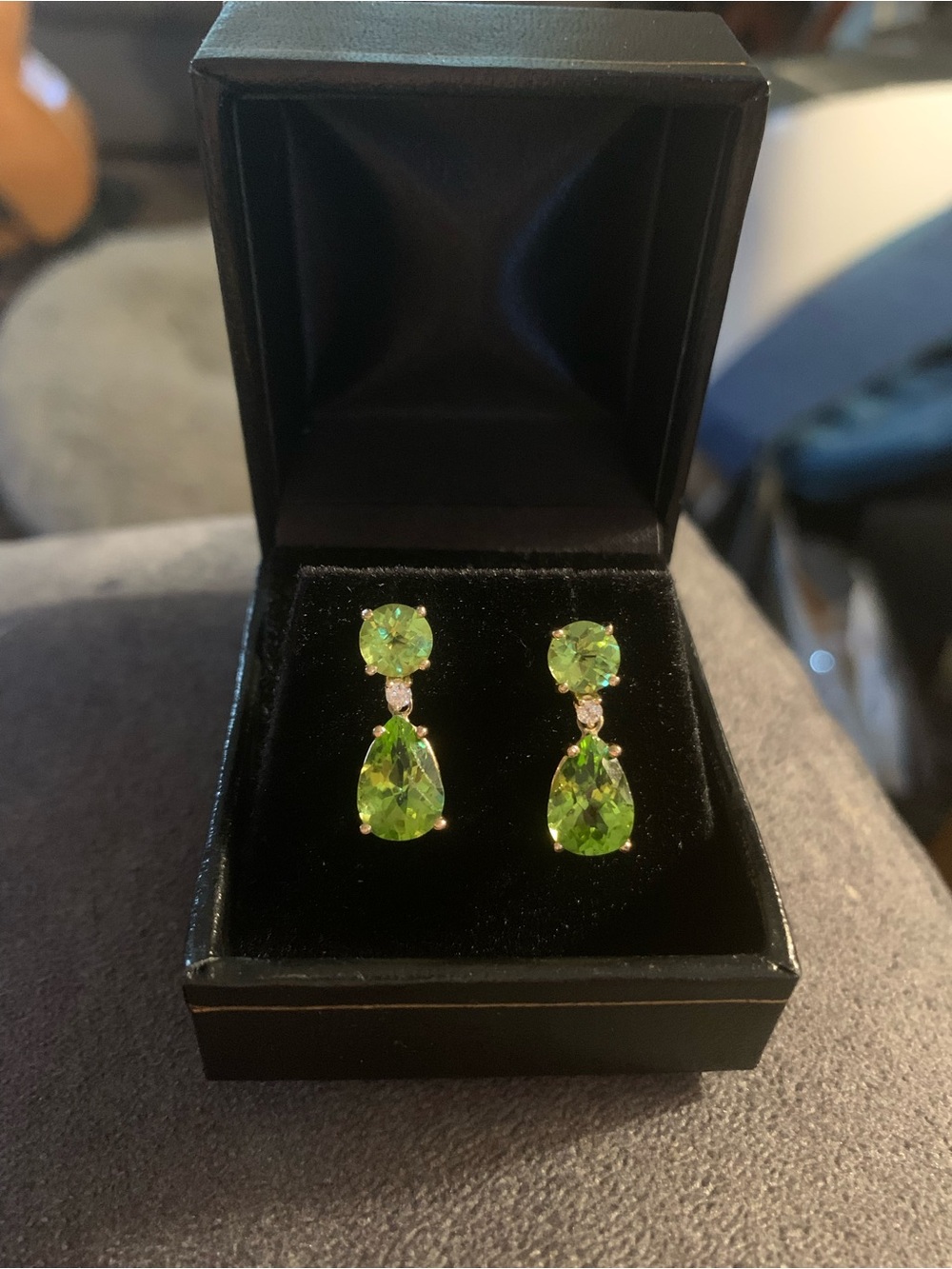 14k Gold peridot & diamond Drop Earrings from Gumps